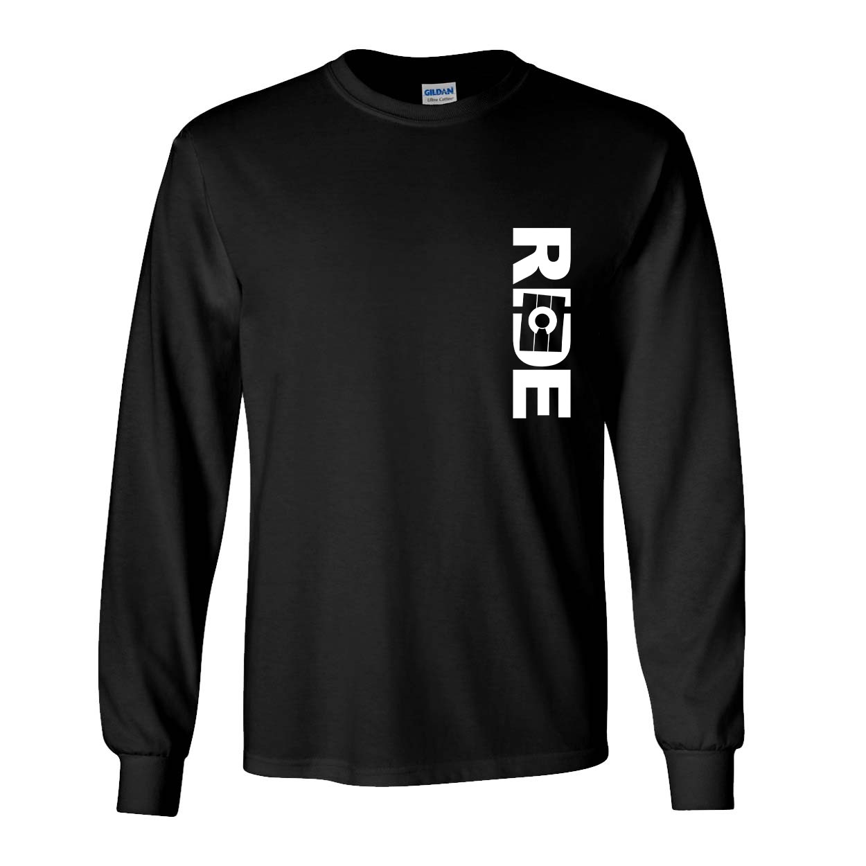 Ride Colorado Classic Vertical Long Sleeve T-Shirt Black (White Logo)