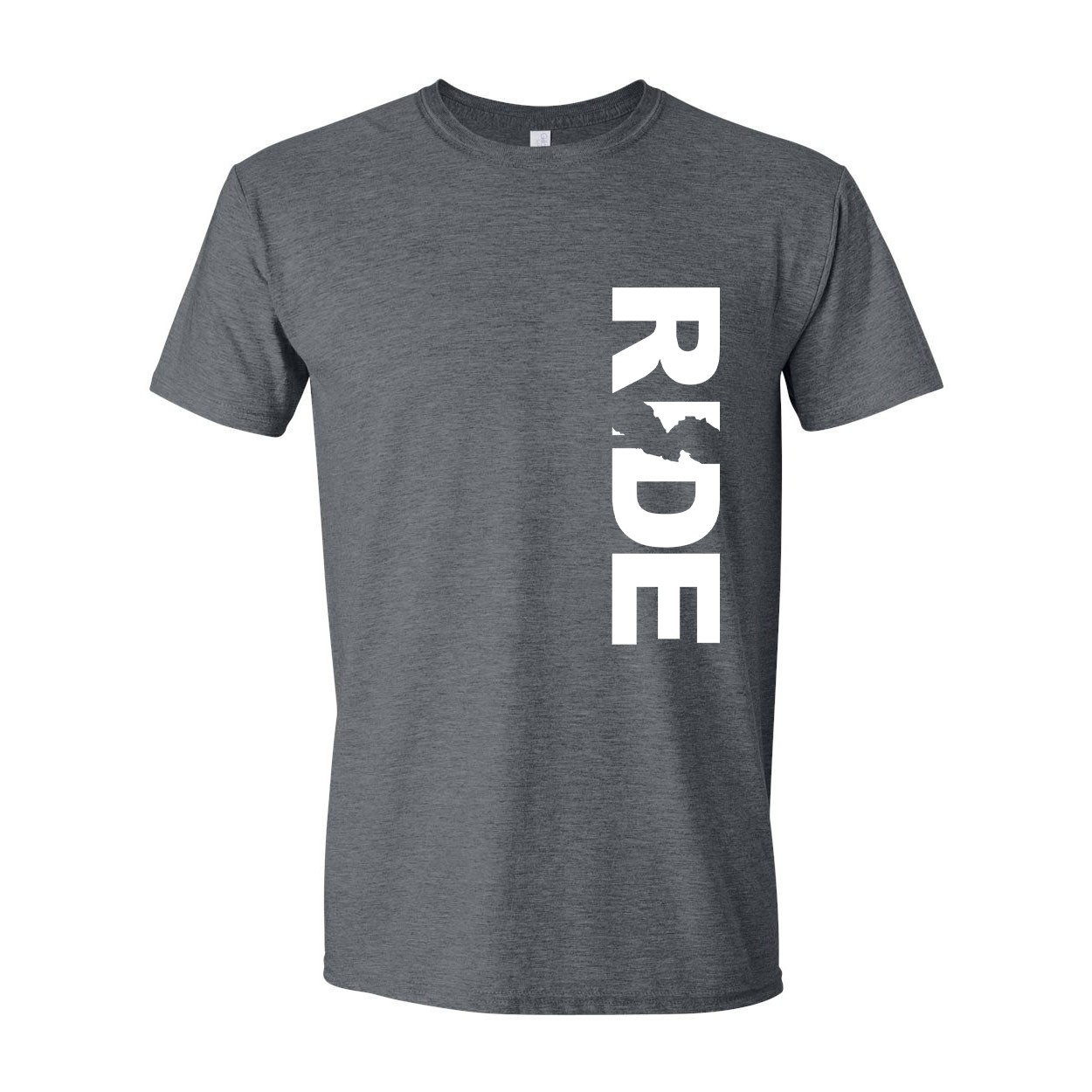 Ride New Jersey Classic Vertical T-Shirt Dark Heather Gray (White Logo)