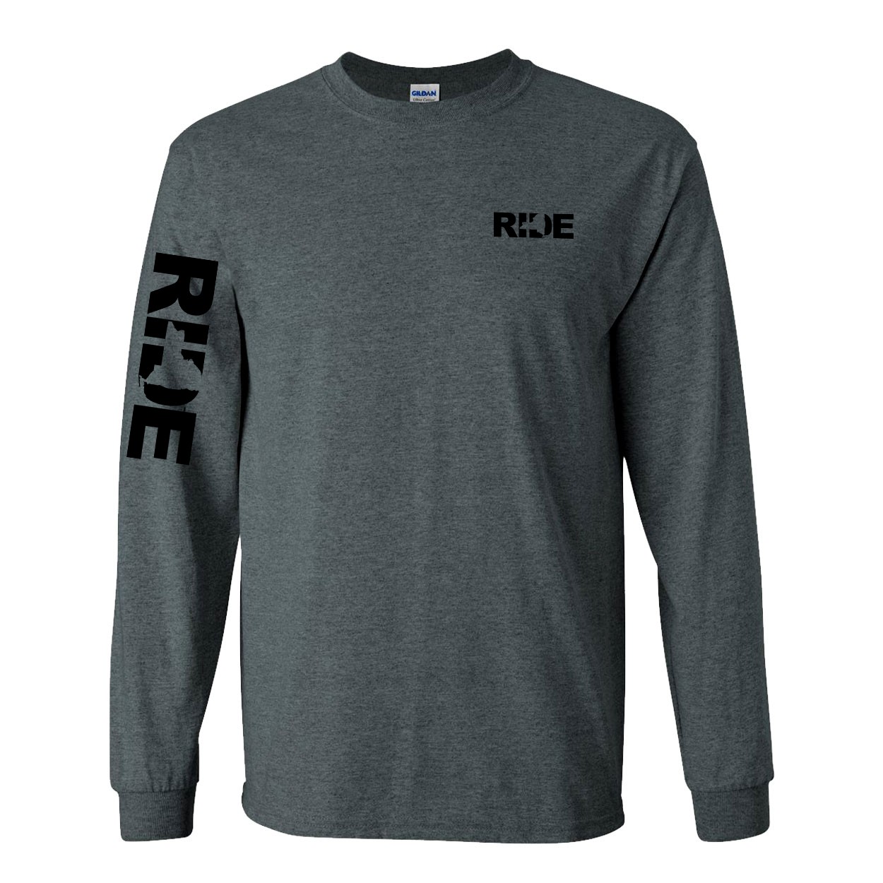 Ride New York Night Out Long Sleeve T-Shirt with Arm Logo Dark Heather Gray (Black Logo)
