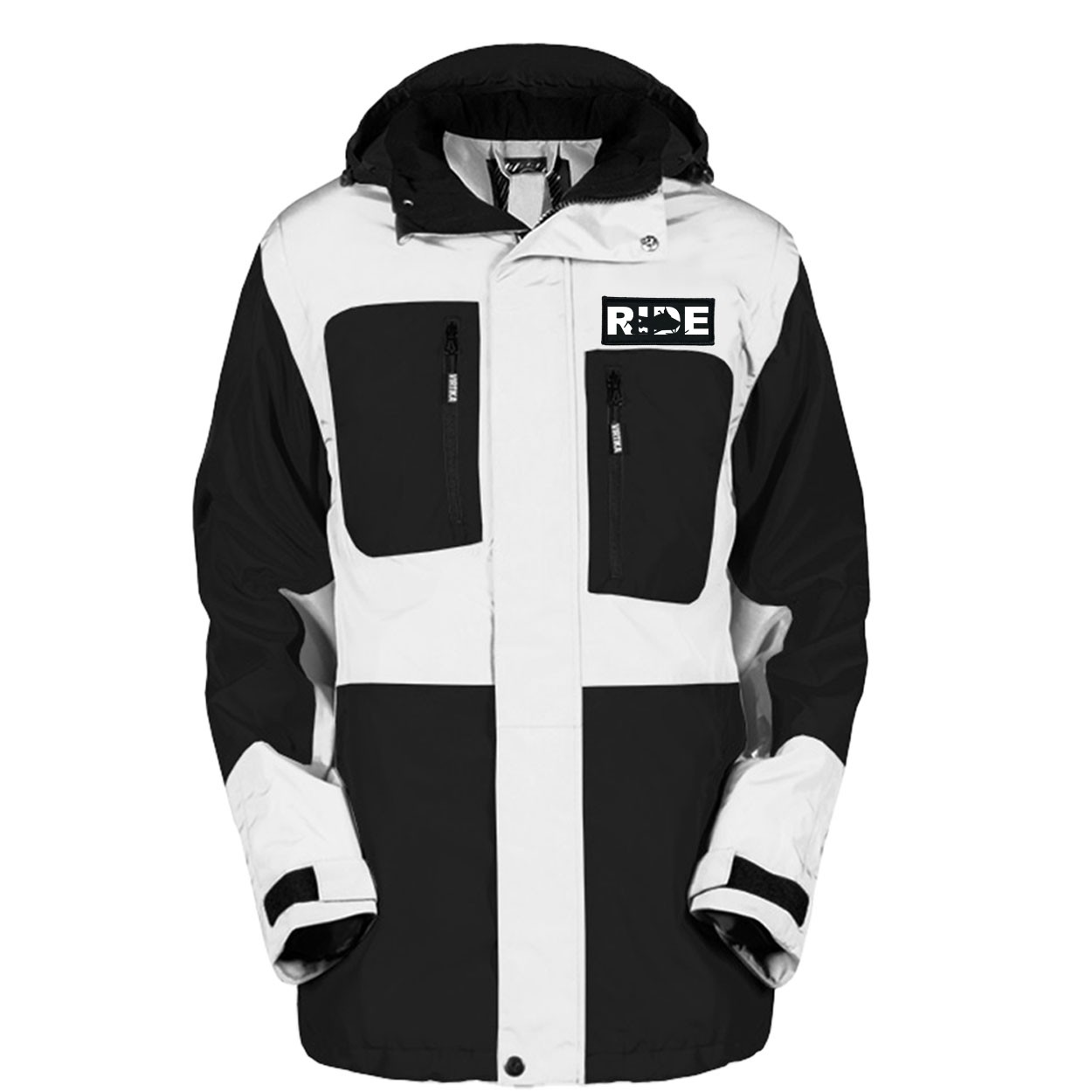 Ride Snowmobile Logo Classic Woven Patch Pro Snowboard Jacket (Black/White)