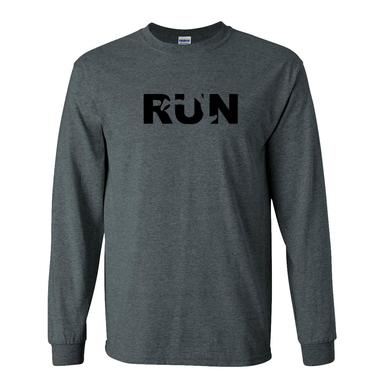 Run Jog Logo Classic Long Sleeve T-Shirt Dark Heather Gray (Black Logo)