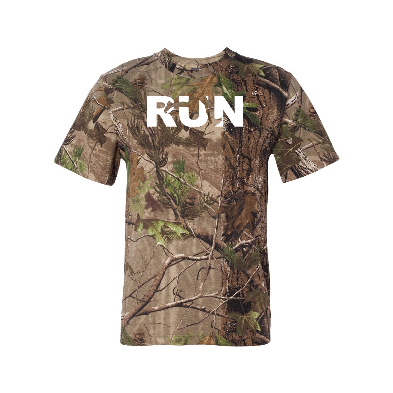 Run Jog Logo Classic Premium T-Shirt RealTree Camo (White Logo)