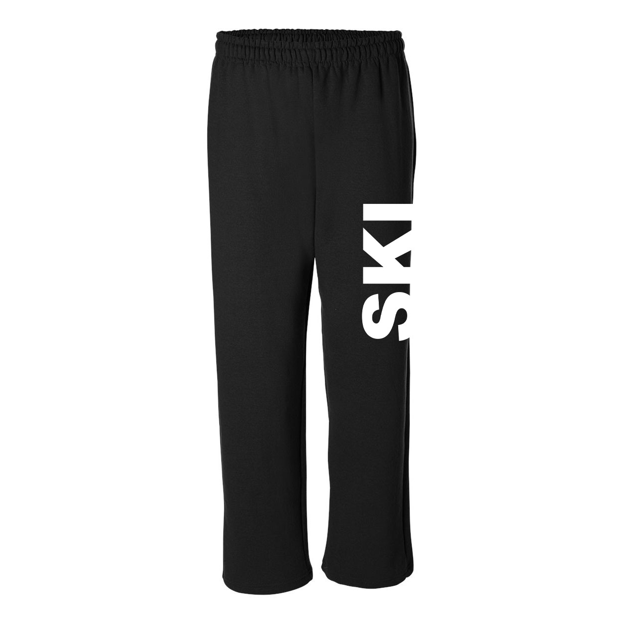 Ski Brand Logo Classic Men's Unisex Sweatpants Black (White Logo)