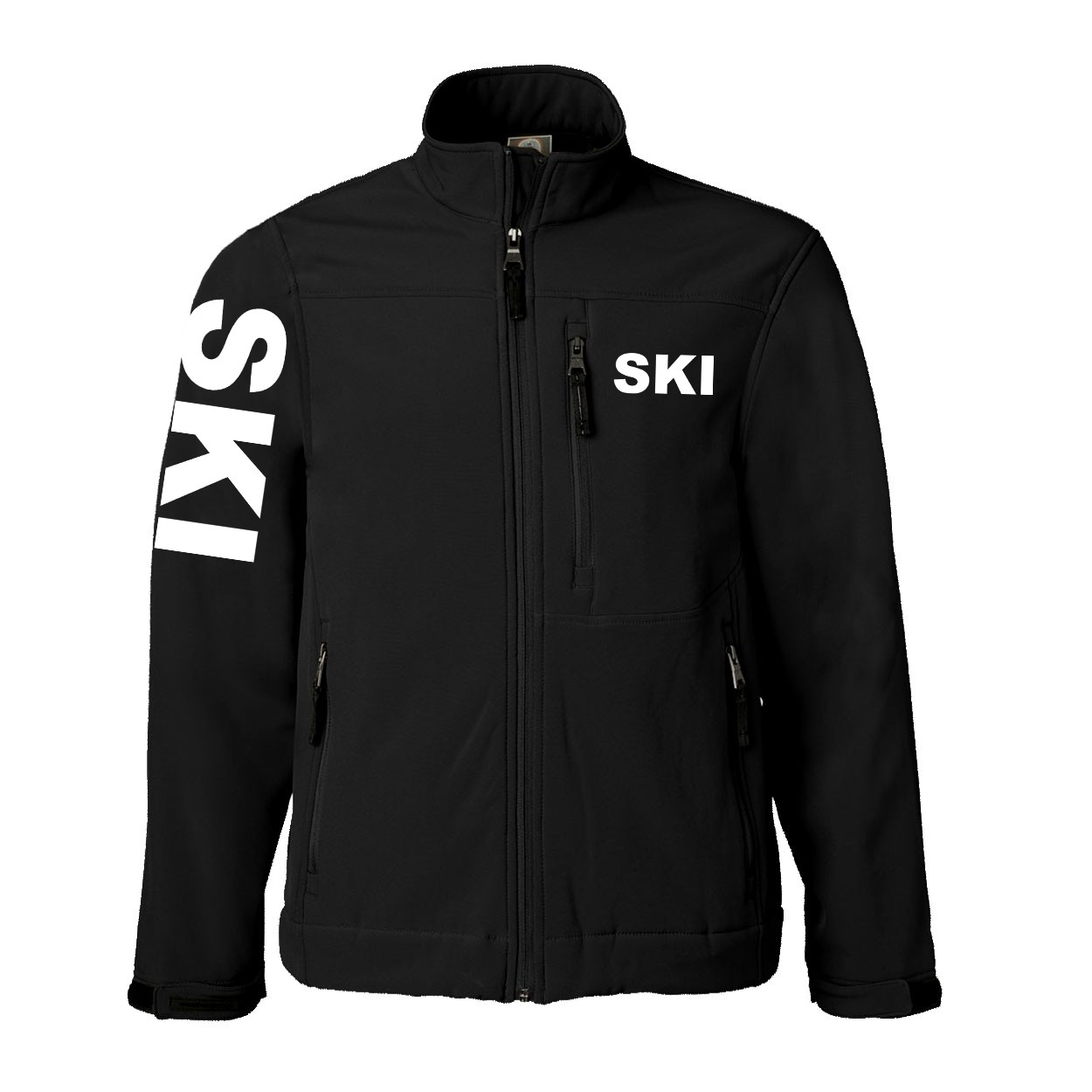 Ski Brand Logo Classic Soft Shell Weatherproof Jacket (White Logo)