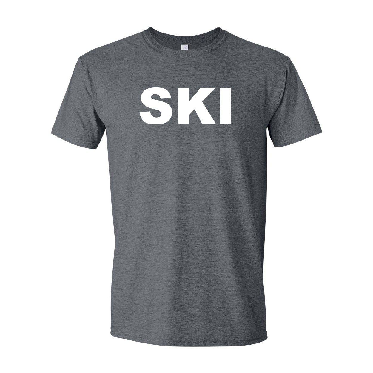 Ski Brand Logo Classic T-Shirt Dark Heather Gray (White Logo)