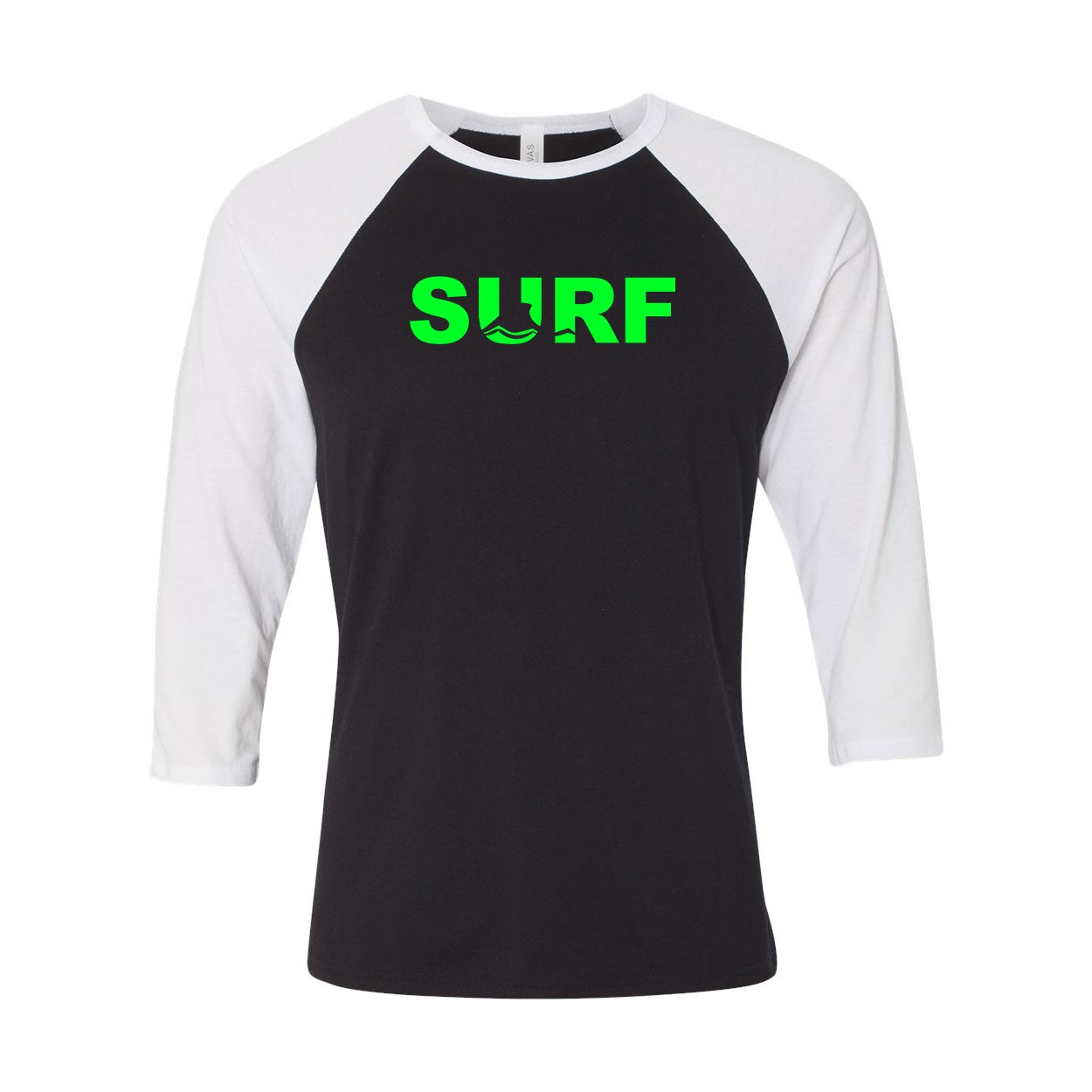 Surf Wave Logo Classic Raglan Shirt Black/White (Green Logo)