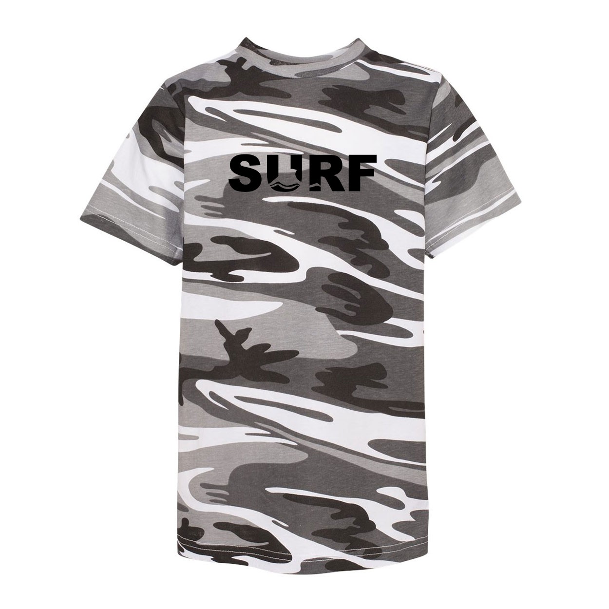 Surf Wave Logo Classic Youth Unisex T-Shirt Urban Camo (Black Logo)