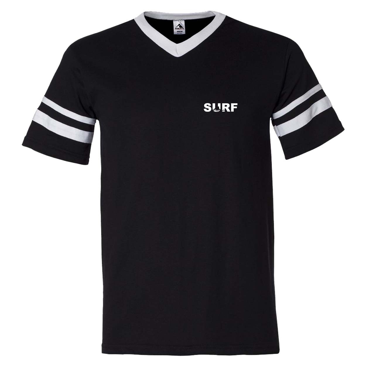 Surf Wave Logo Night Out Premium Striped Jersey T-Shirt Black/White