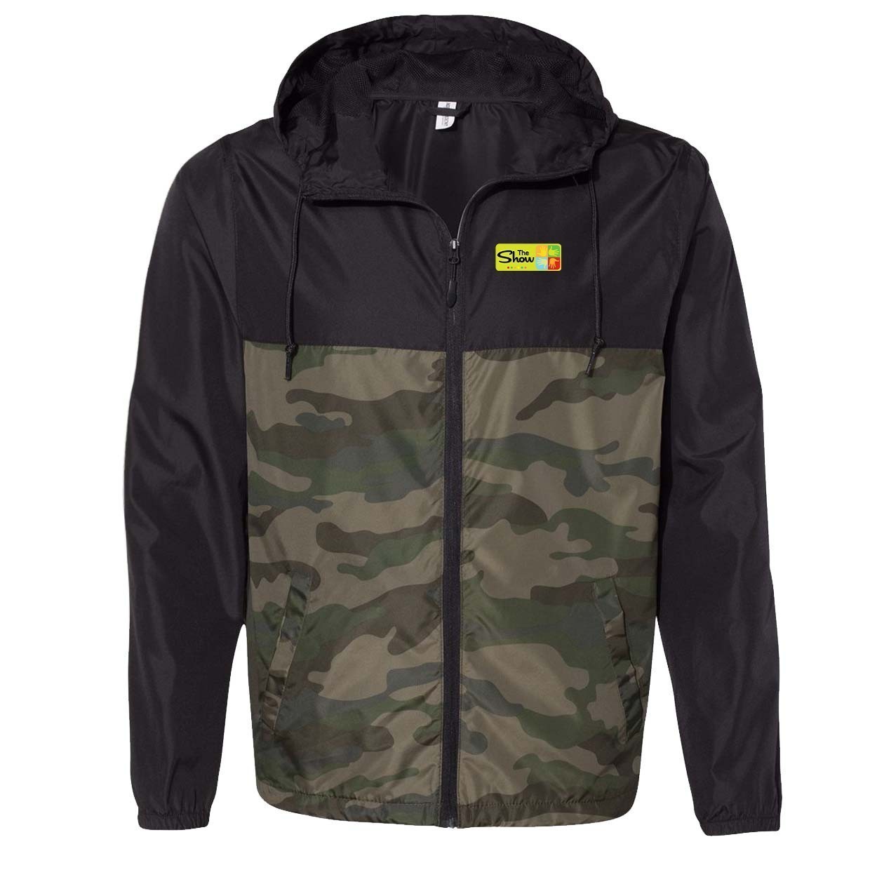 The Show Art Gallery Night Out Lightweight Windbreaker Black/Forest Camo (White Logo)