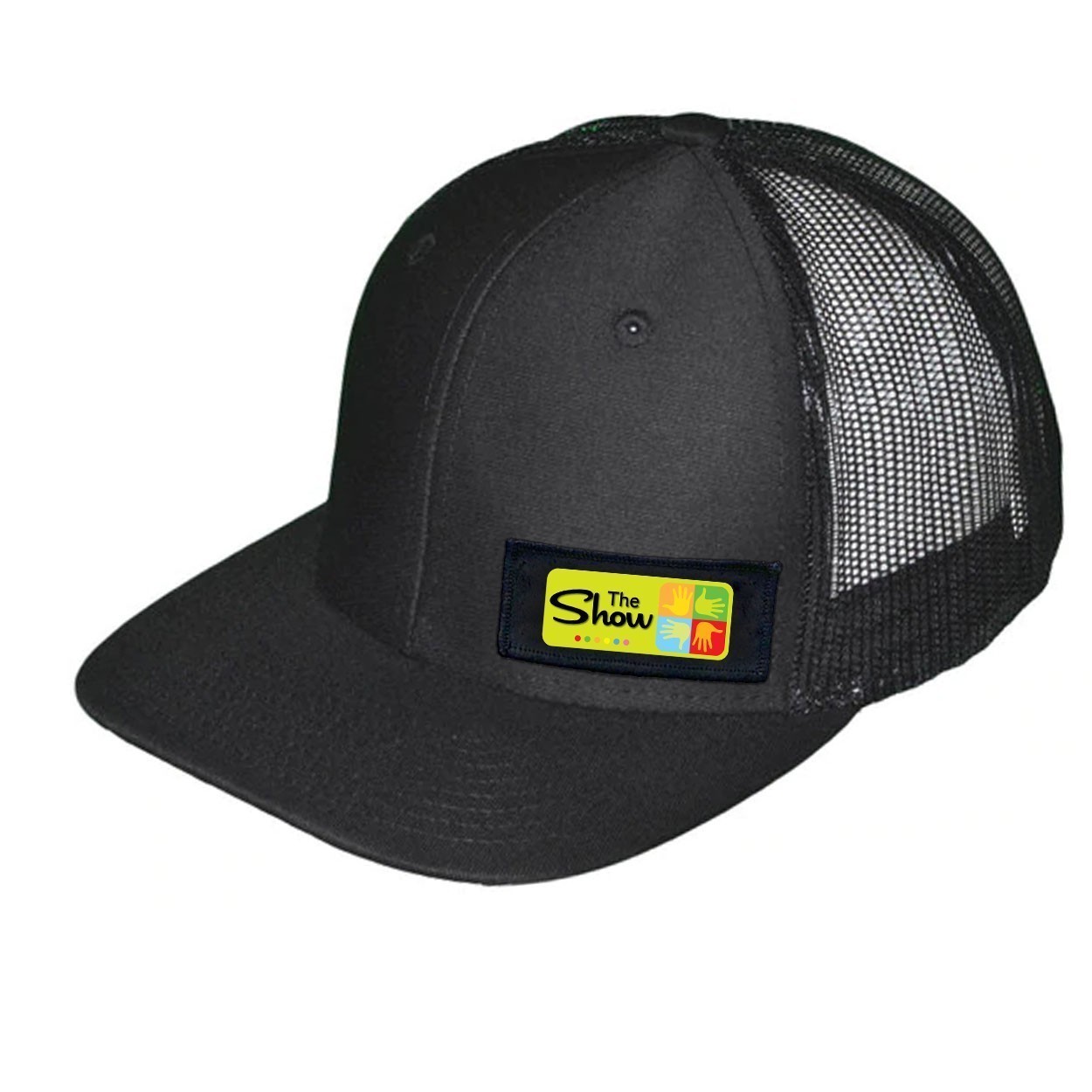 The Show Art Gallery Night Out Woven Patch Snapback Trucker Hat Black (White Logo)