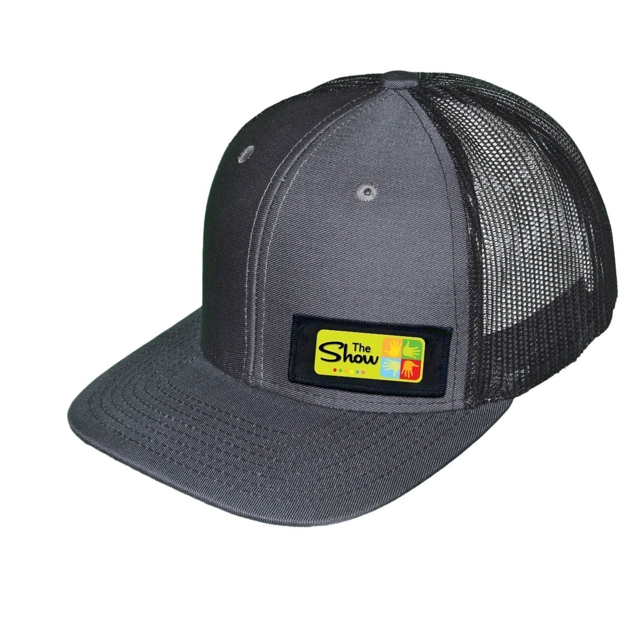The Show Art Gallery Night Out Woven Patch Snapback Trucker Hat Dark Gray/Black (White Logo)