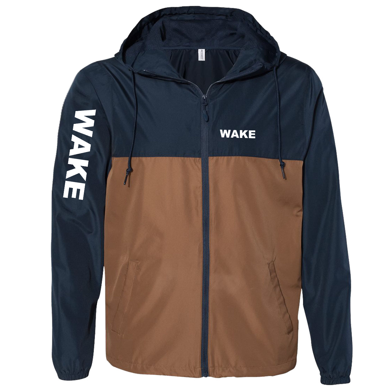 Wake Brand Logo Classic Lightweight Windbreaker Navy/Saddle