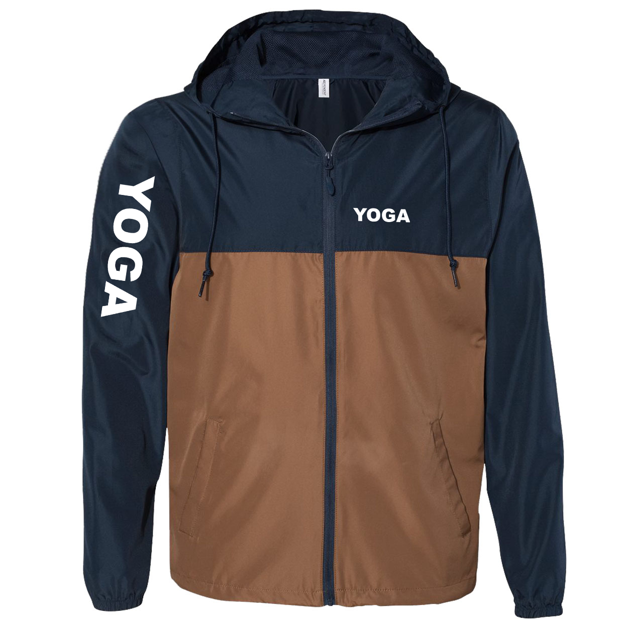 Yoga Brand Logo Classic Lightweight Windbreaker Navy/Saddle