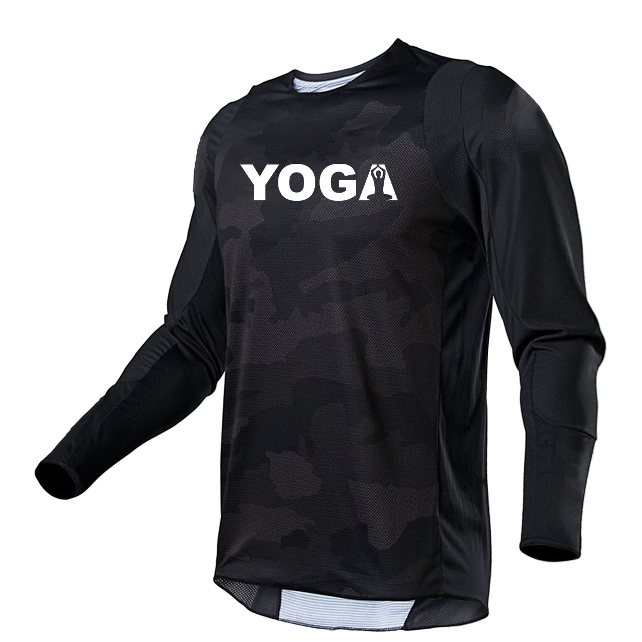 Yoga Meditation Logo Classic Performance Jersey Long Sleeve Shirt Black Camo