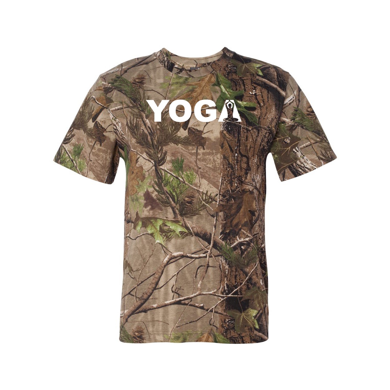 Yoga Meditation Logo Classic Premium T-Shirt RealTree Camo (White Logo)