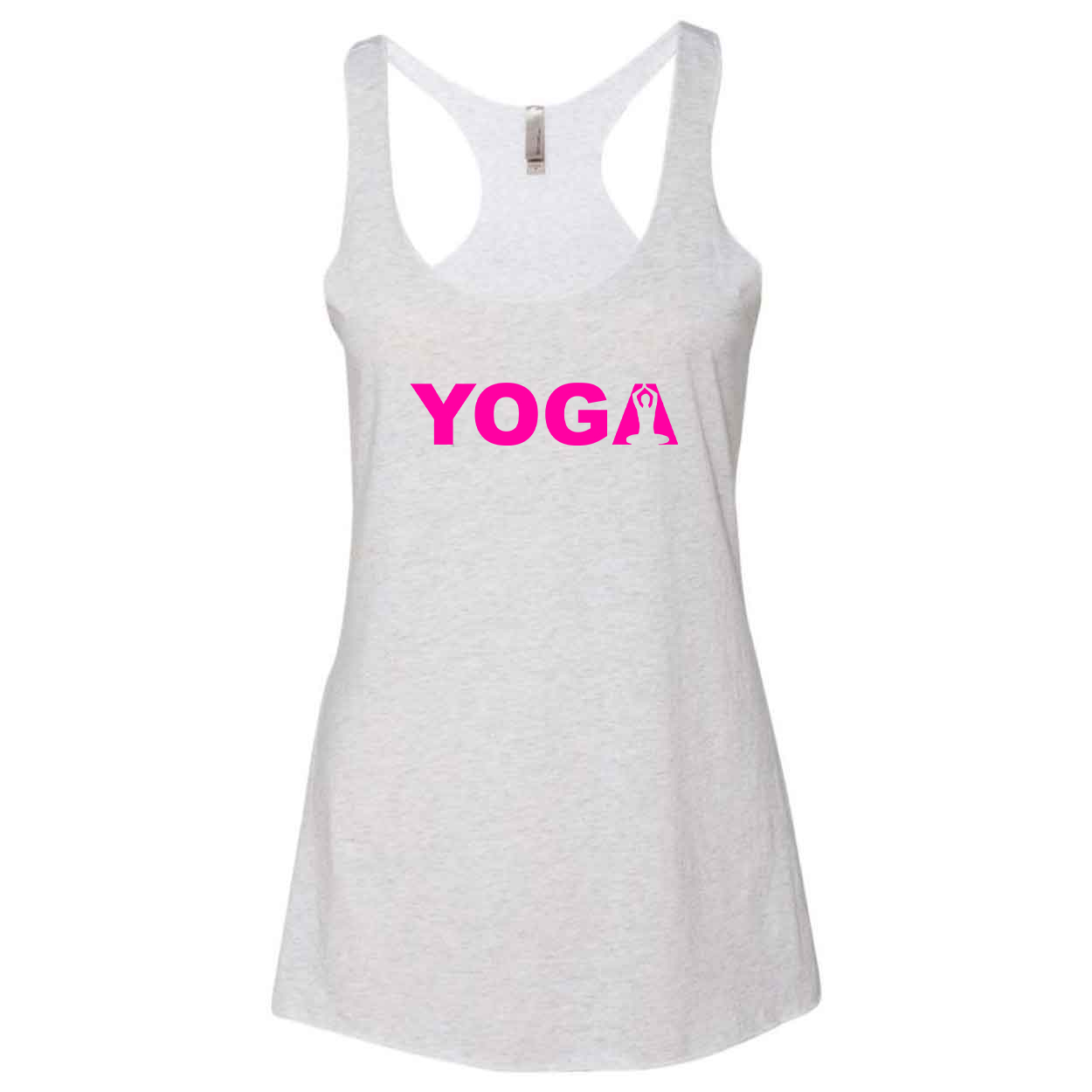 Yoga Meditation Logo Classic Women's Ultra Thin Tank Top Heather White (Pink Logo)