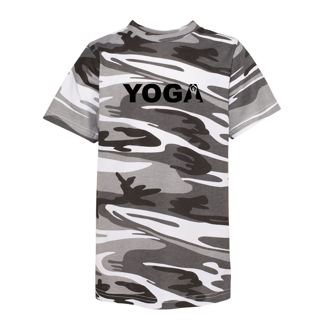Yoga Meditation Logo Classic Youth Unisex T-Shirt Urban Camo (Black Logo)
