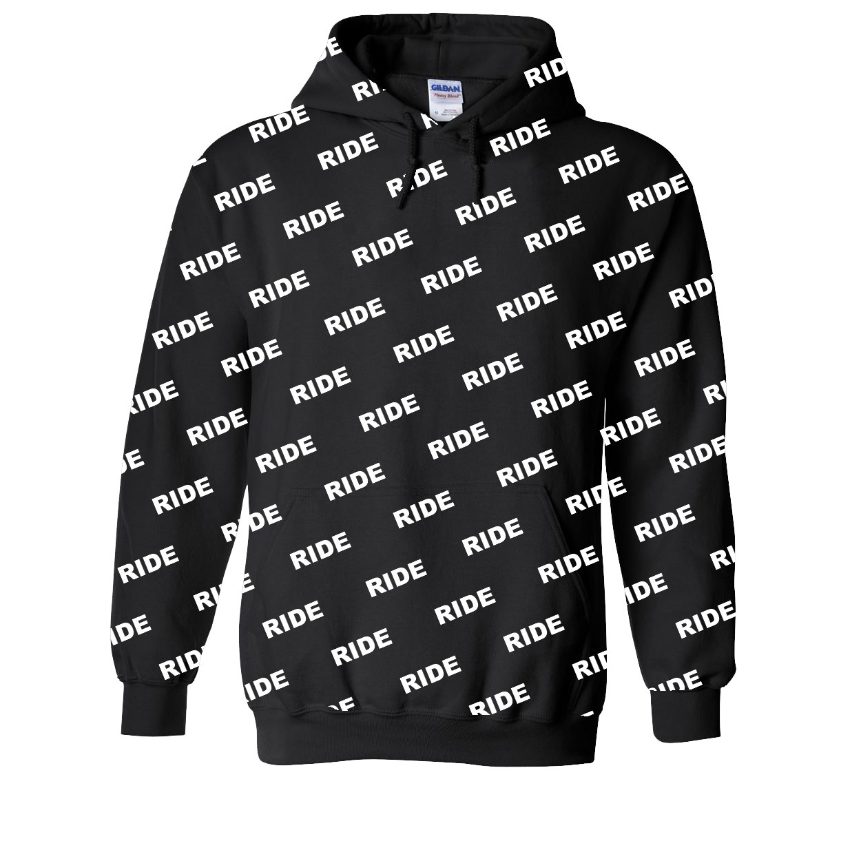 Ride Brand Logo Pro Patterned Sublimated Hooded Sweatshirt Black (White Logo)