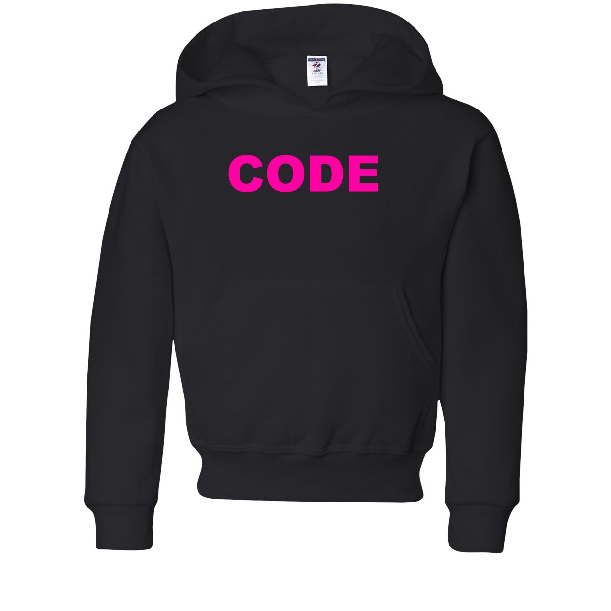 Code Brand Logo Classic Youth Sweatshirt Black (Pink Logo)