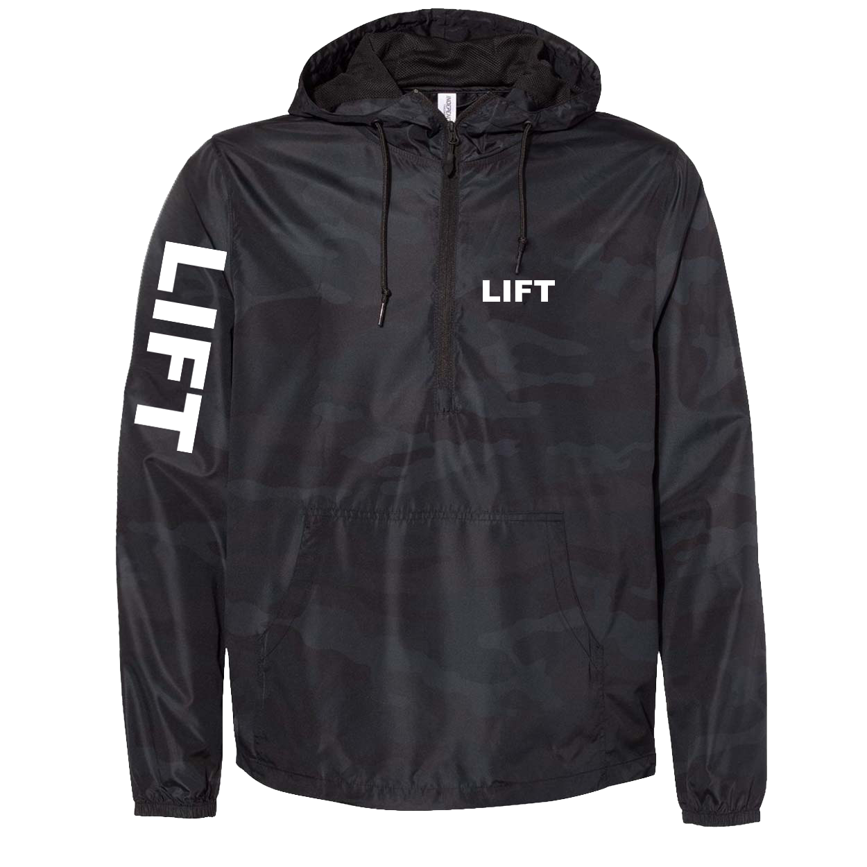 Lift Brand Logo Classic Lightweight Pullover Windbreaker Black Camo