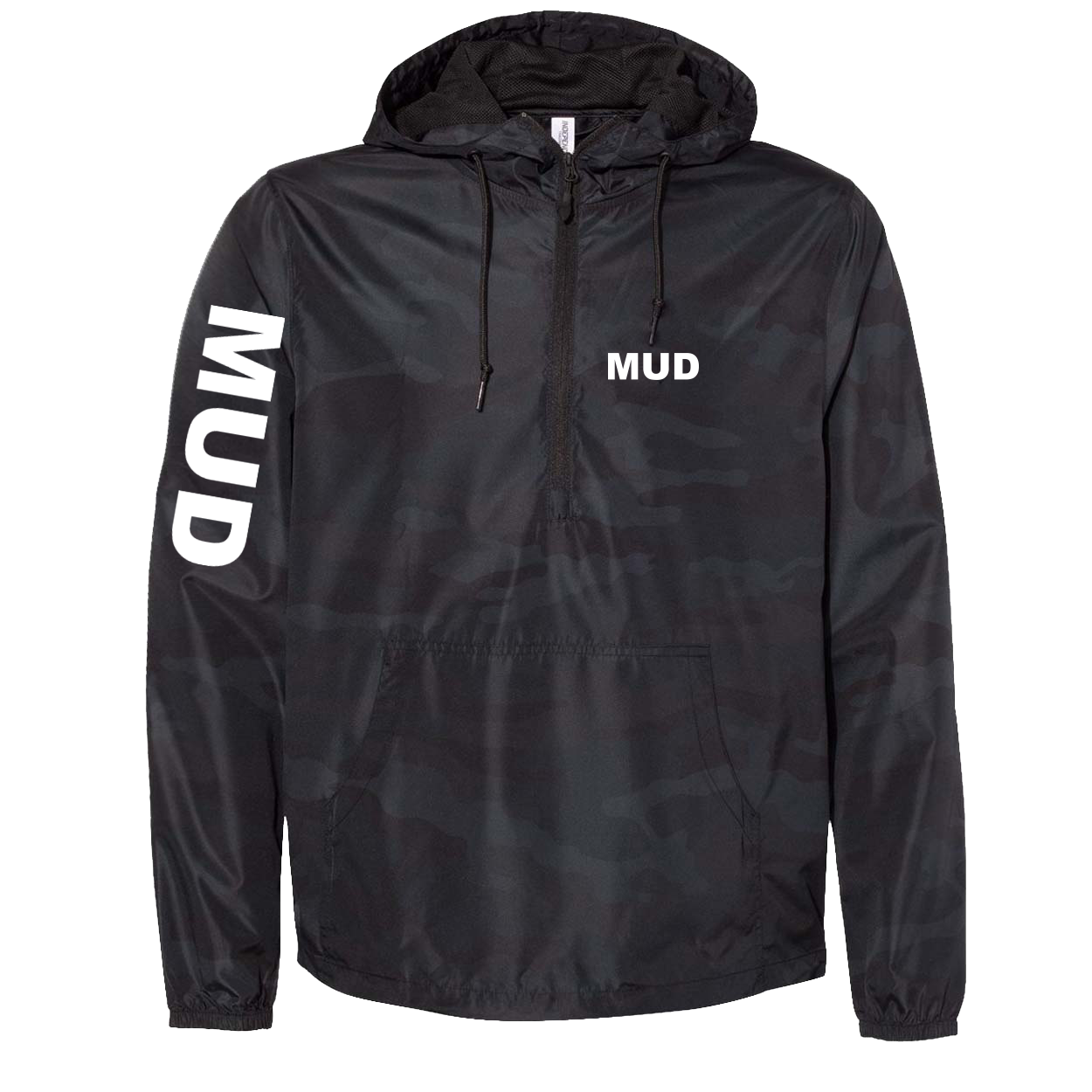 Mud Brand Logo Classic Lightweight Pullover Windbreaker Black Camo