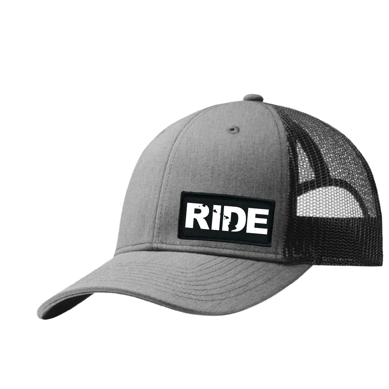 Ride Hawaii Night Out Woven Patch Snapback Trucker Hat Heather Gray/Black (White Logo)