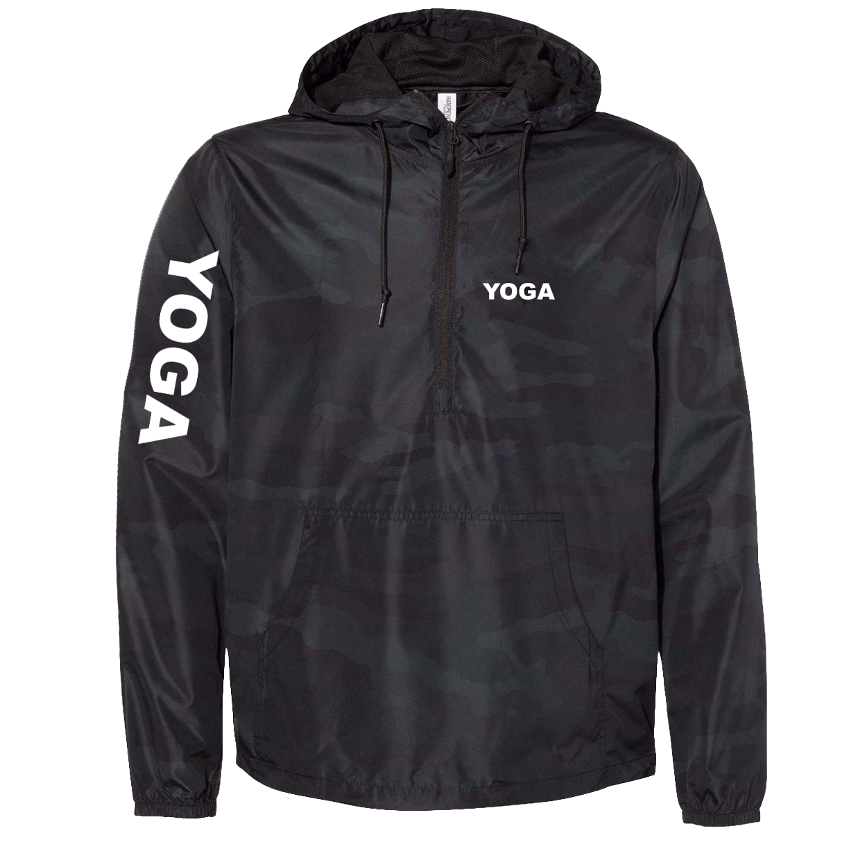 Yoga Brand Logo Classic Lightweight Pullover Windbreaker Black Camo