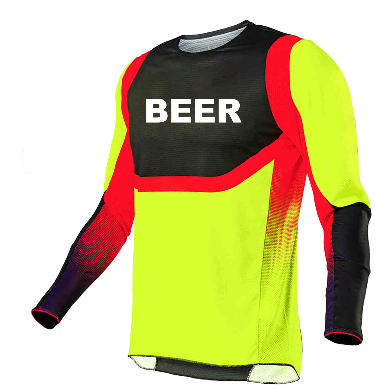 Beer Brand Logo Classic Performance Jersey Long Sleeve Shirt Black/Yellow/Red