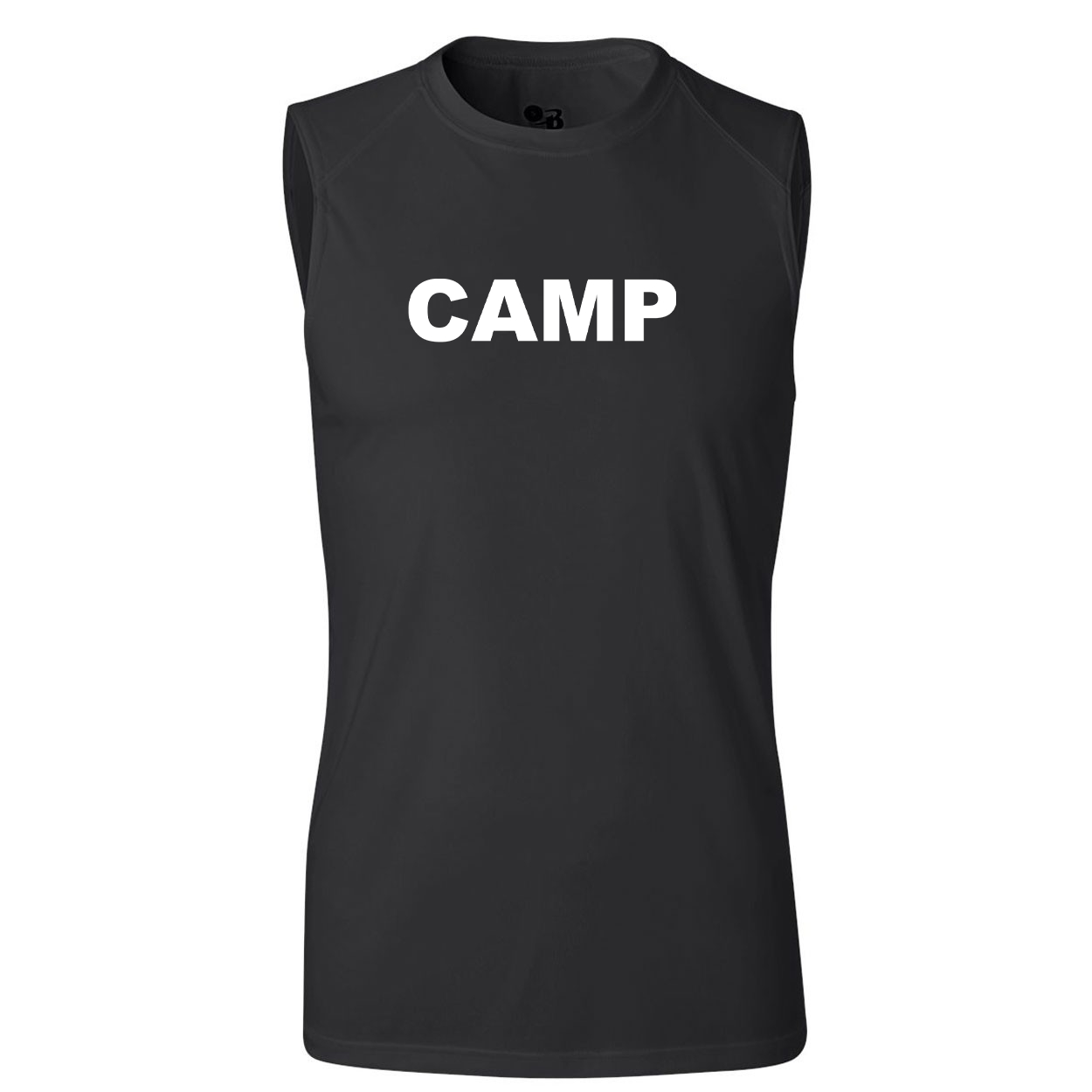 Camp Brand Logo Classic Unisex Performance Sleeveless T-Shirt Black