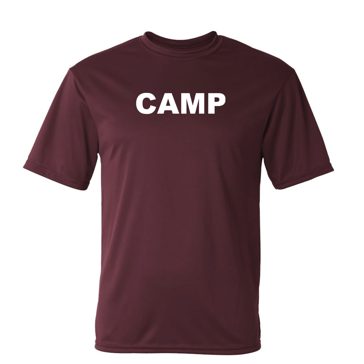 Camp Brand Logo Classic Unisex Performance T-Shirt Maroon