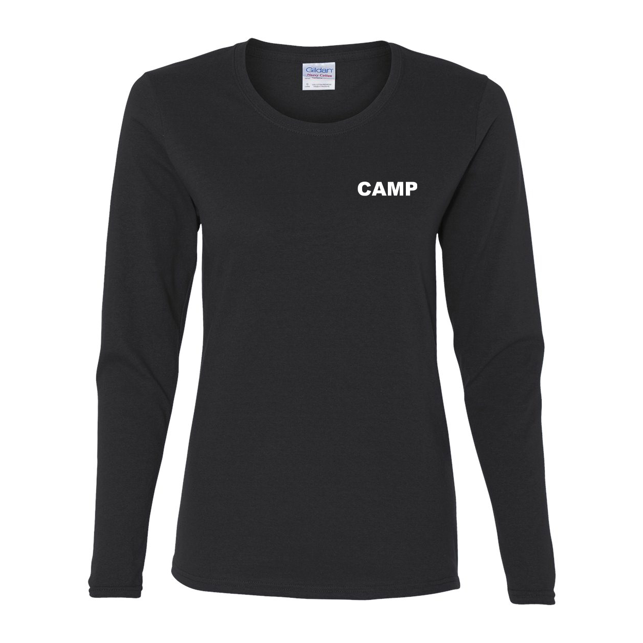 Camp Brand Logo Womens Night Out Long Sleeve Shirt Black (White Logo)