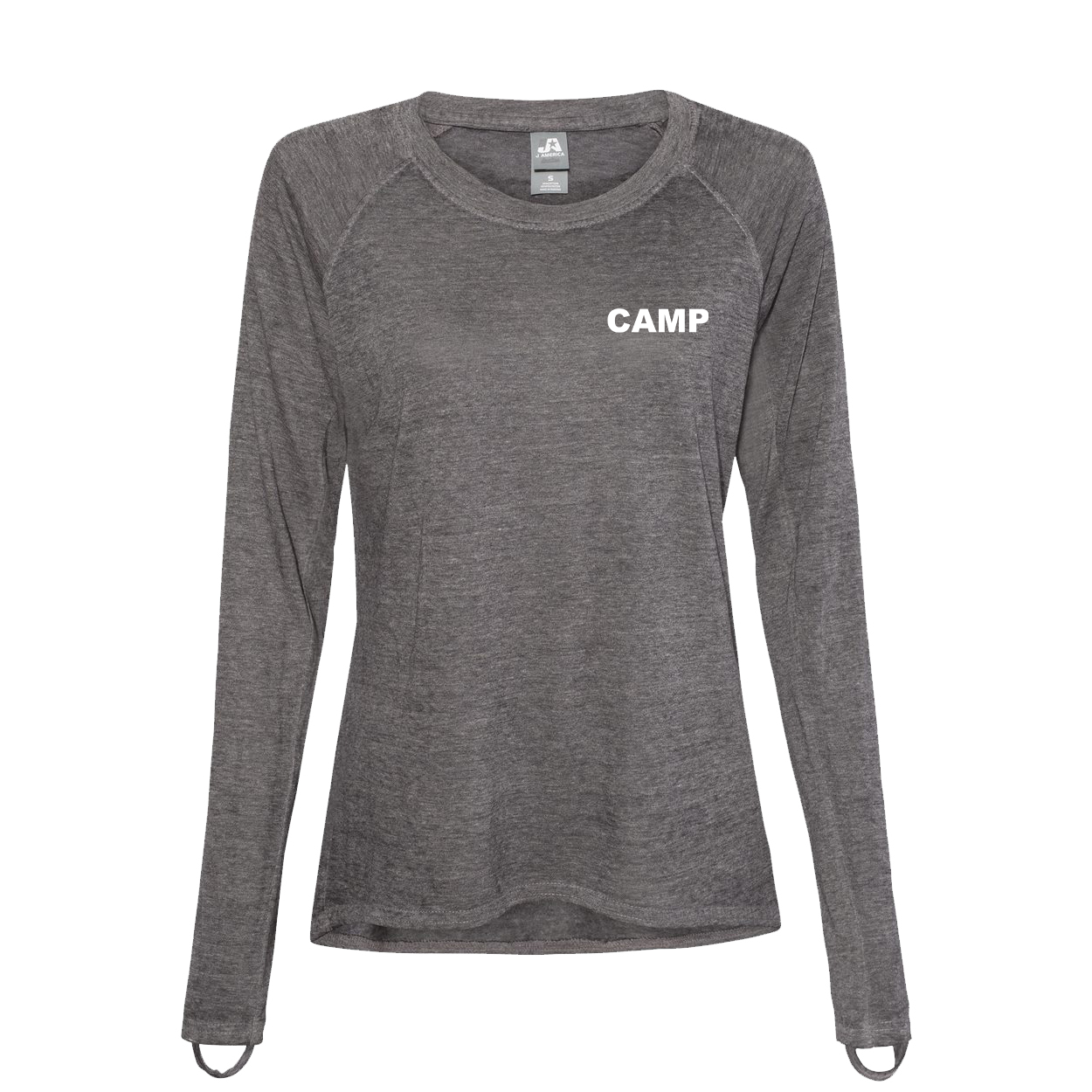 Camp Brand Logo Womens Night Out Zen Long Sleeve T-Shirt Twisted Black (White Logo)