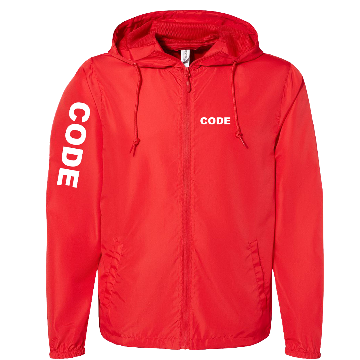Code Brand Logo Classic Lightweight Windbreaker Red