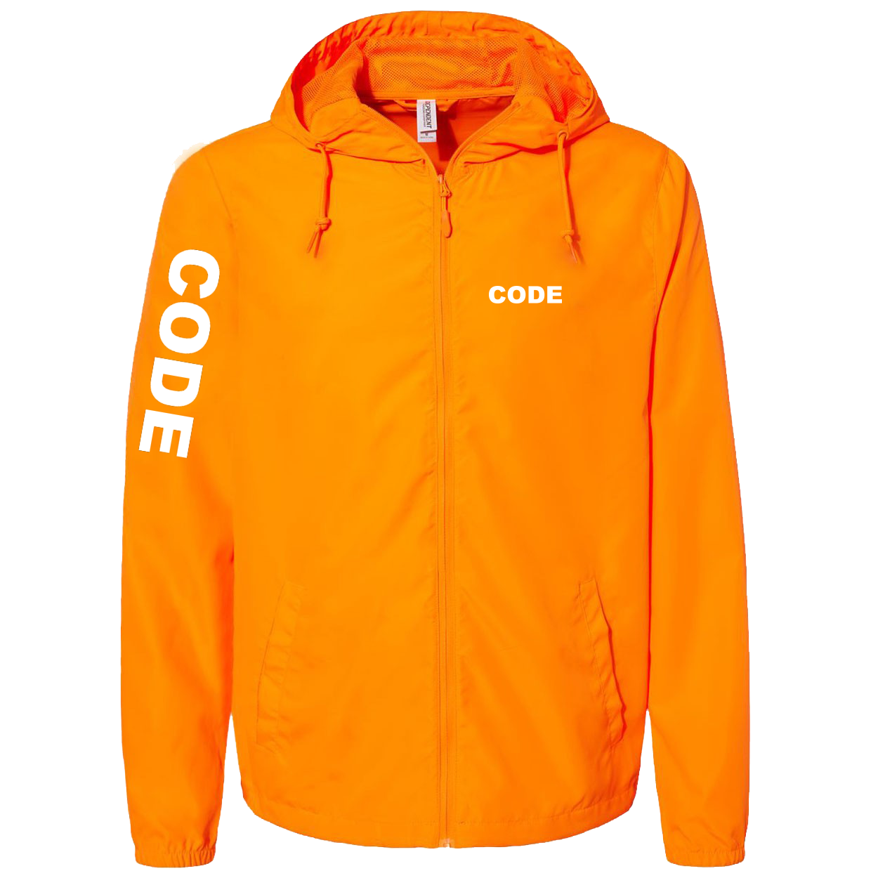 Code Brand Logo Classic Lightweight Windbreaker Safety Orange