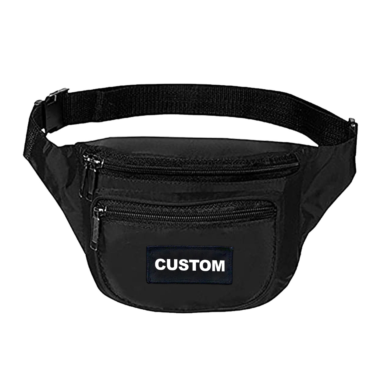 Custom Life Brand Logo Night Out Woven Patch Fanny Pack Black (White Logo)