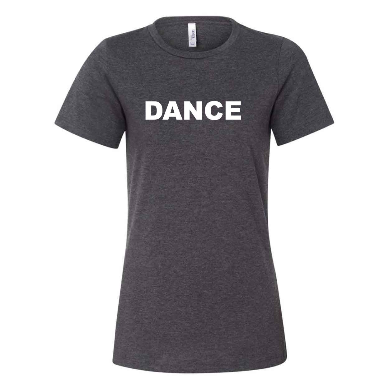 Dance Brand Logo Classic Women's Relaxed Jersey T-Shirt Dark Gray Heather (White Logo)