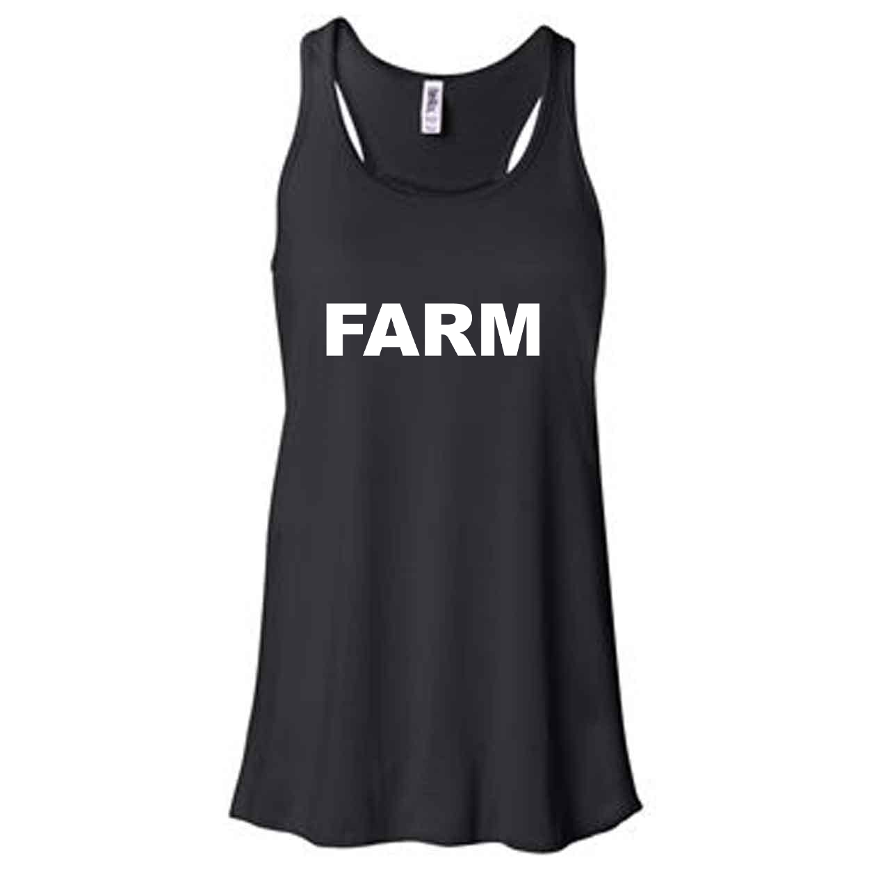 Farm Brand Logo Classic Women's Flowy Racerback Tank Top Black