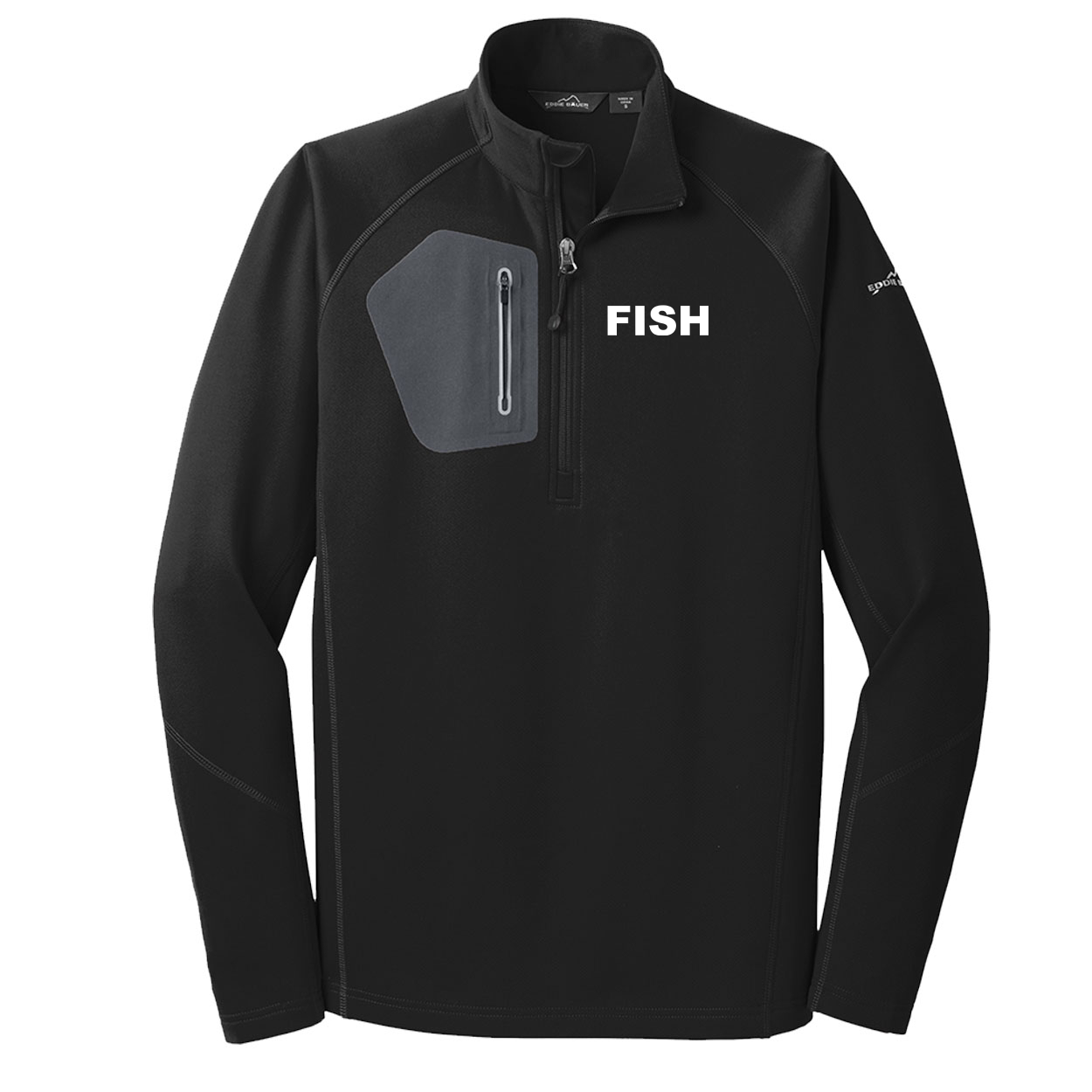 Fish Brand Logo Night Out Quarter Zip Performance Fleece Black (White Logo)
