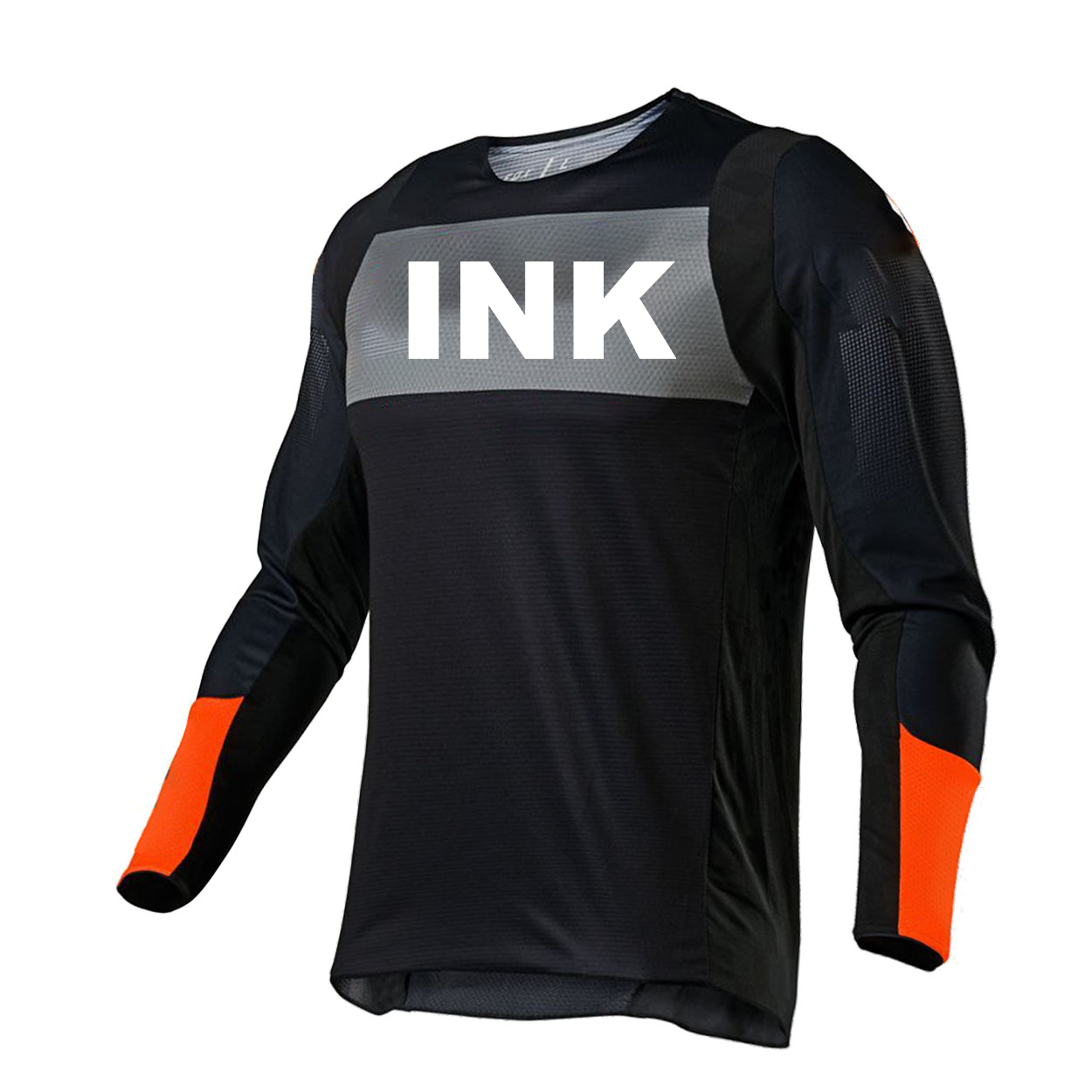 Ink Brand Logo Classic Performance Jersey Long Sleeve Shirt Black/Gray/Orange
