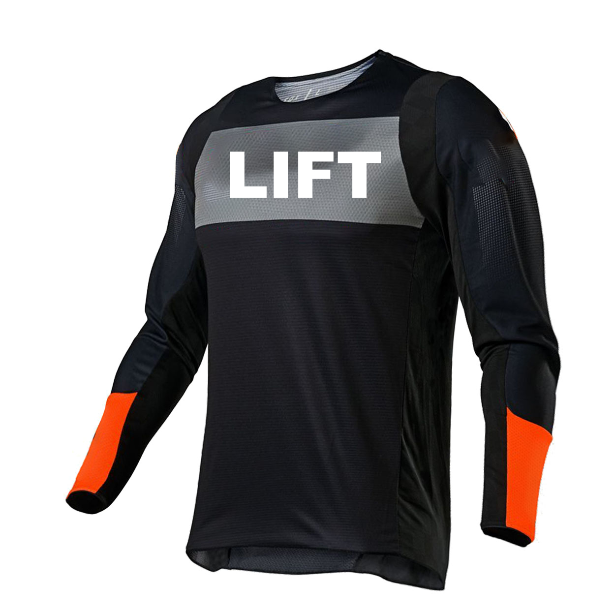 Lift Brand Logo Classic Performance Jersey Long Sleeve Shirt Black/Gray/Orange