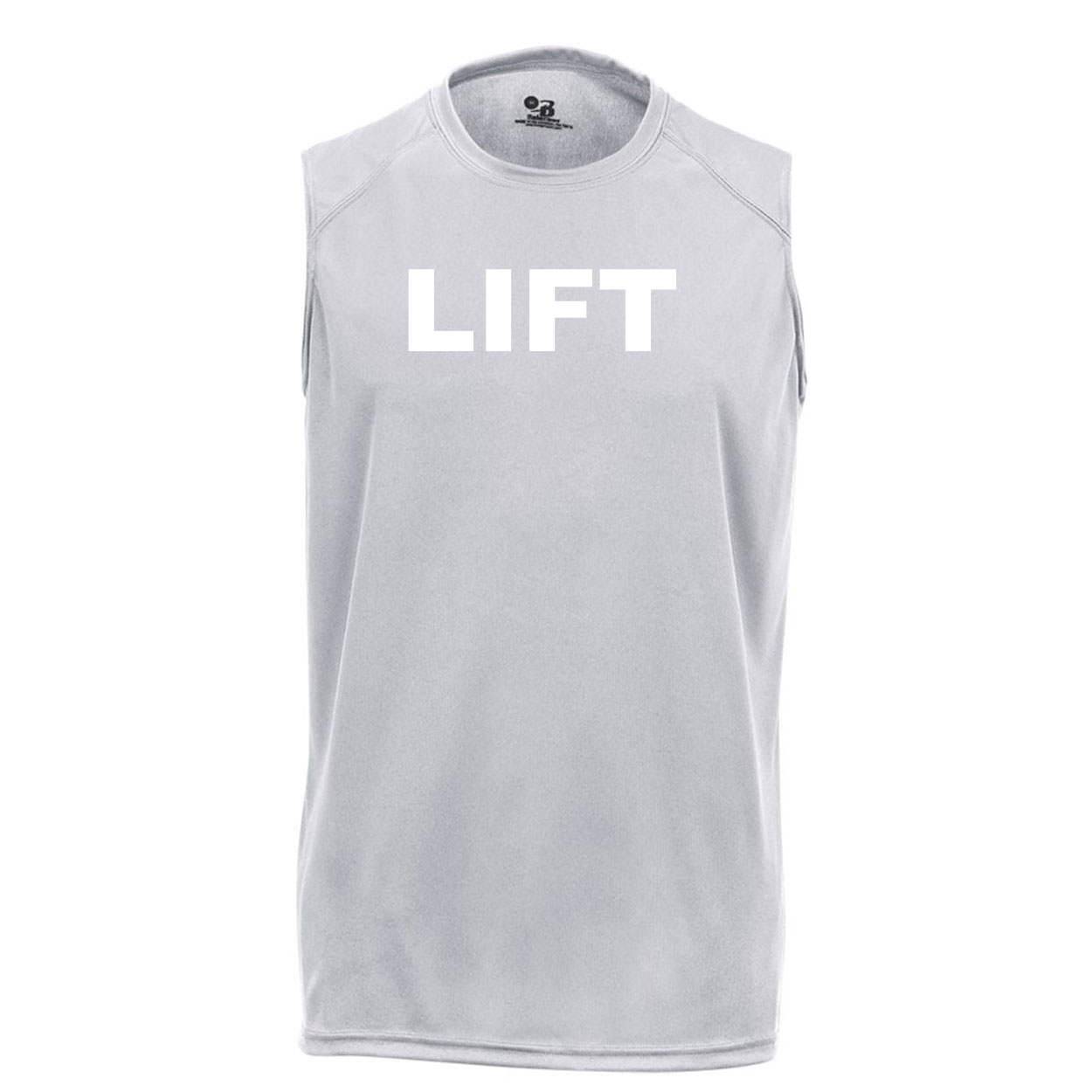 Lift Brand Logo Classic Unisex Performance Sleeveless T-Shirt Silver Gray (Black Logo)
