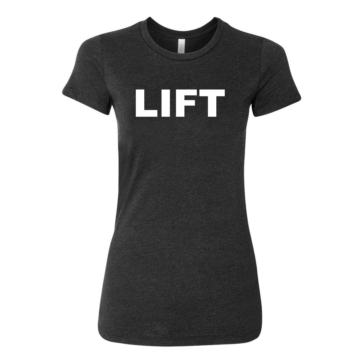 Lift Brand Logo Classic Women's Fitted Tri-Blend T-Shirt Dark Heather Gray (White Logo)
