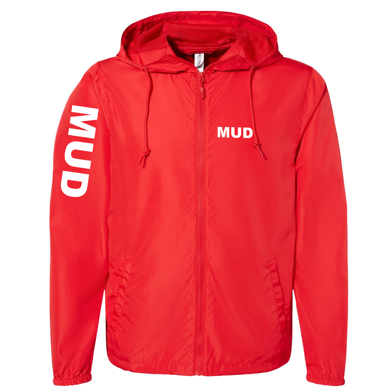 Mud Brand Logo Classic Lightweight Windbreaker Red