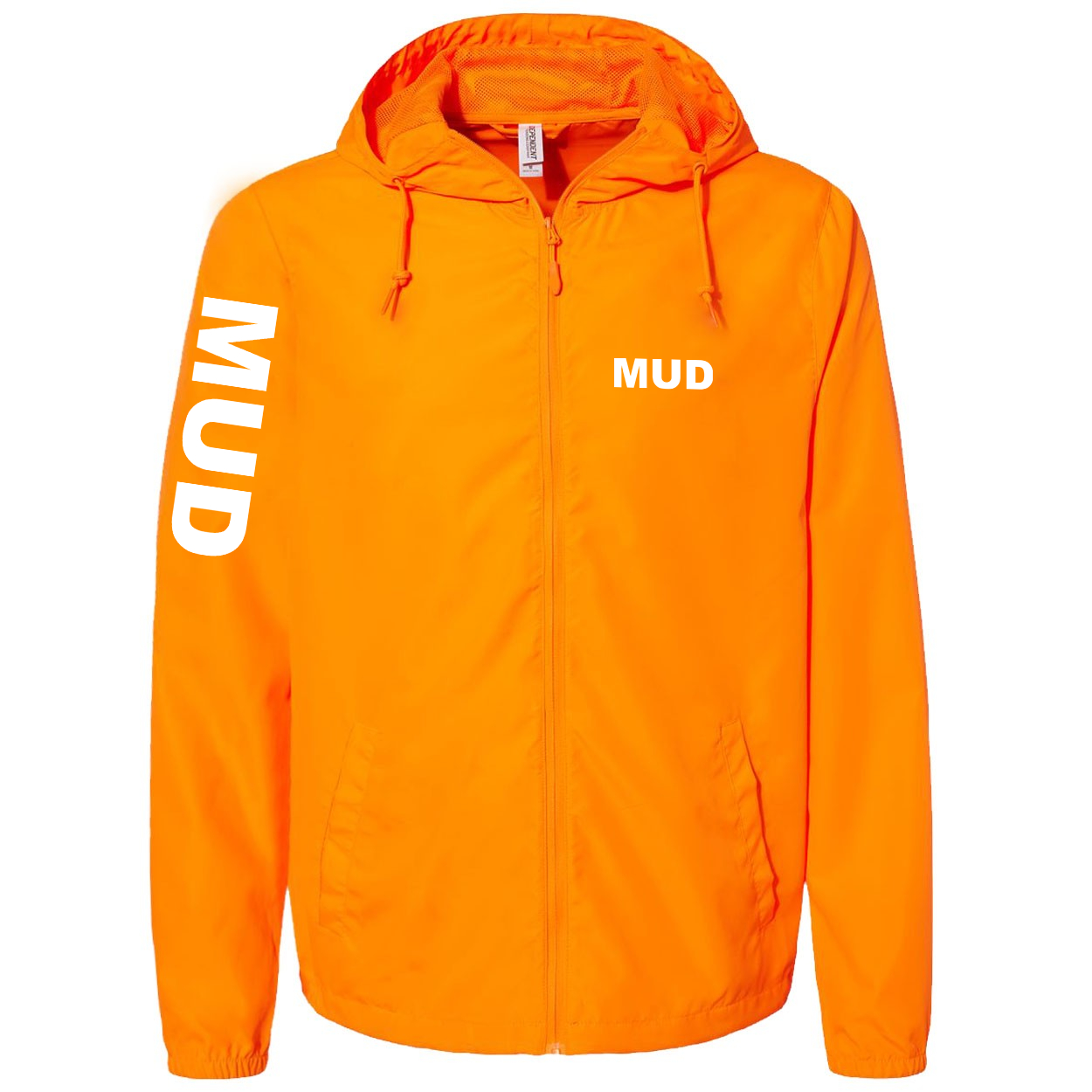Mud Brand Logo Classic Lightweight Windbreaker Safety Orange