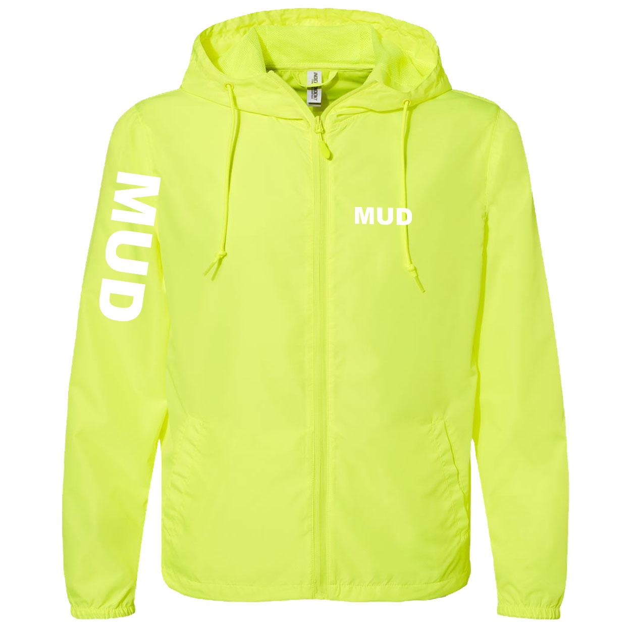 Mud Brand Logo Classic Lightweight Windbreaker Safety Yellow