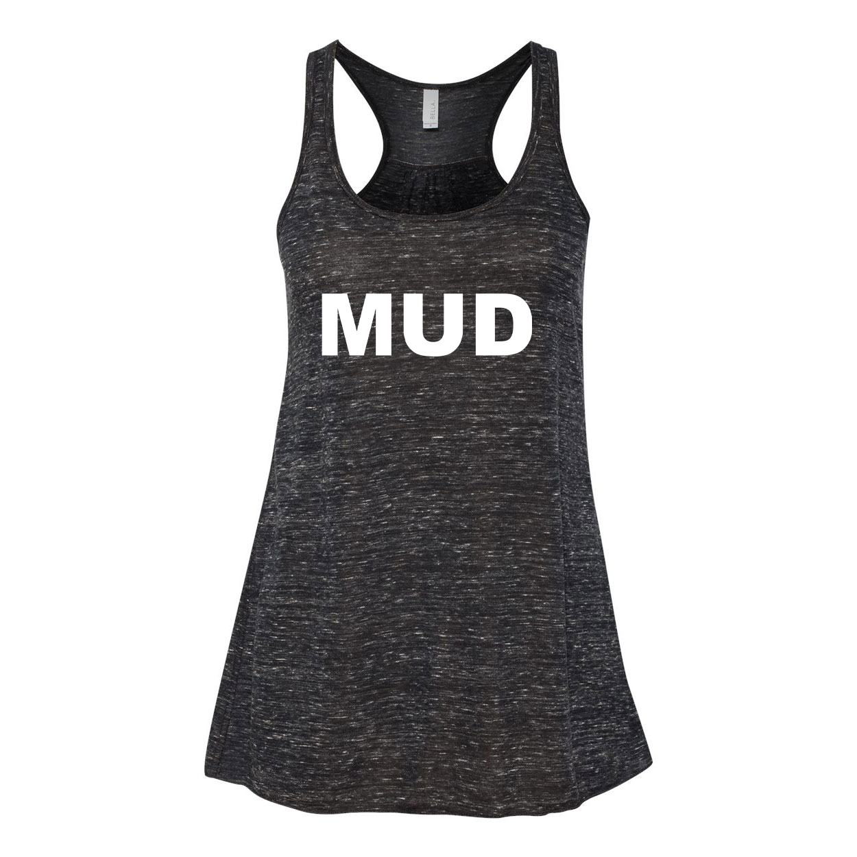 Mud Brand Logo Classic Women's Flowy Racerback Tank Top Black Marble