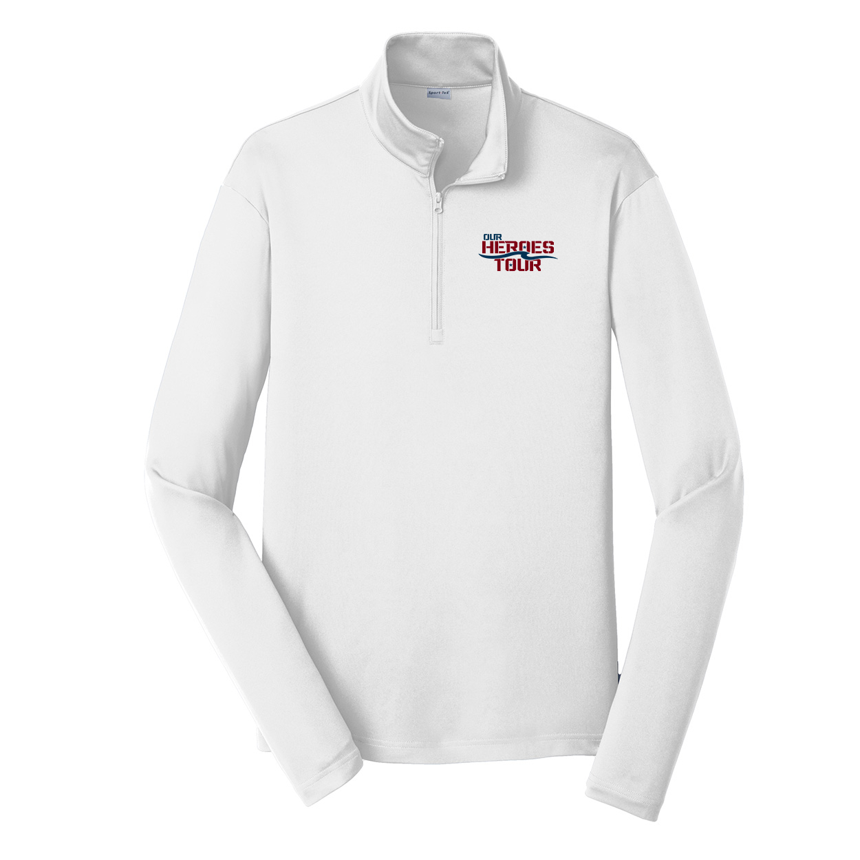 Our Heroes Tour Night Out Premium Quarter-Zip Pullover Long Sleeve Shirt White (White Logo)