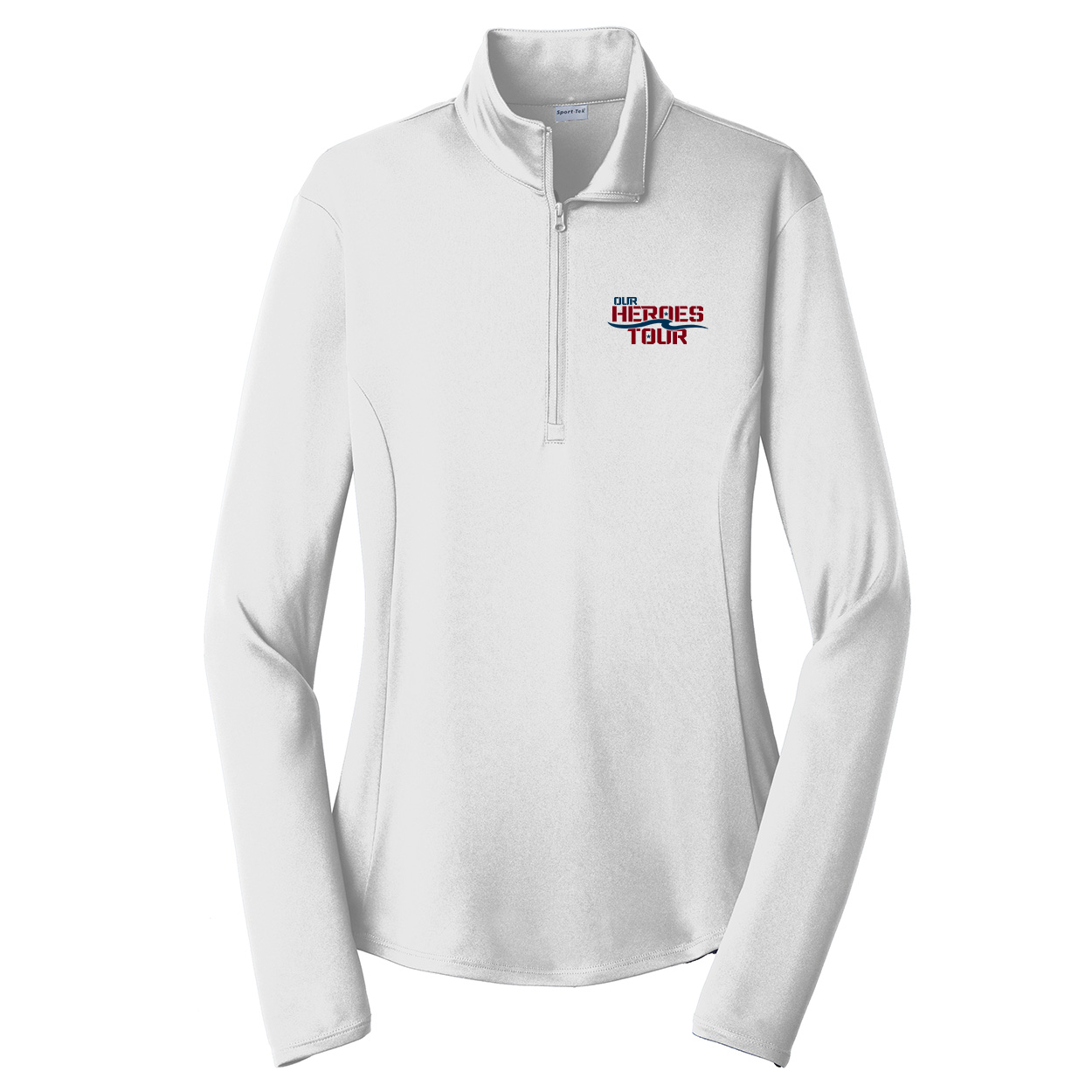 Our Heroes Tour Womens Night Out Premium Quarter-Zip Pullover Long Sleeve Shirt White (White Logo)