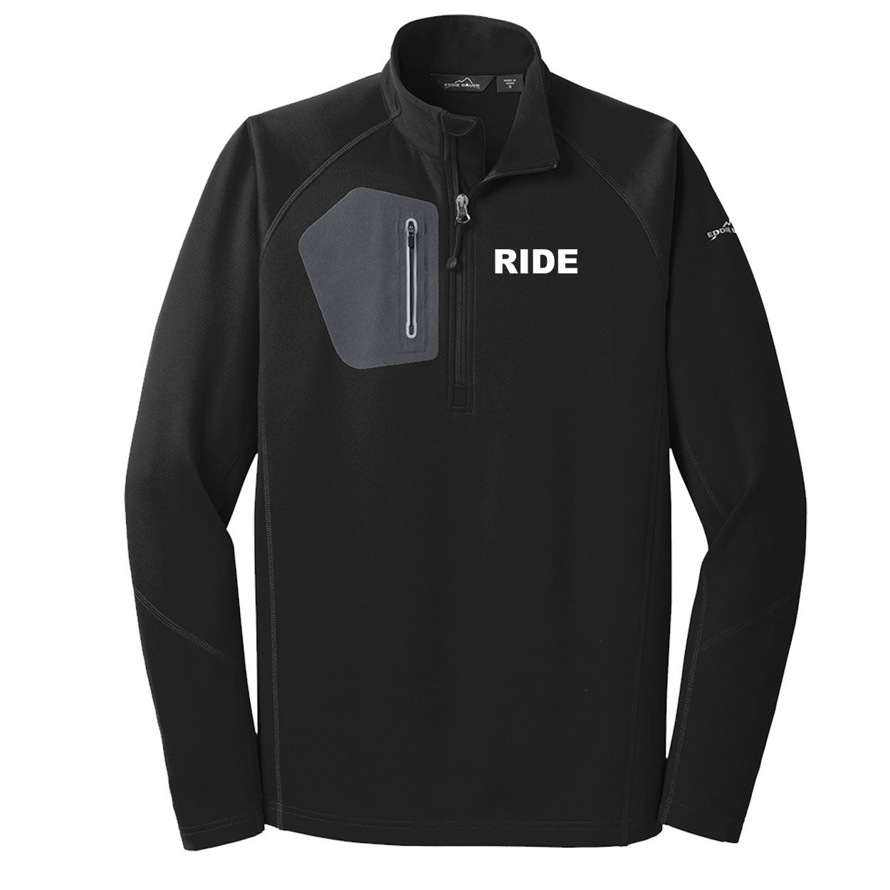 Ride Brand Logo Night Out Quarter Zip Performance Fleece Black (White Logo)