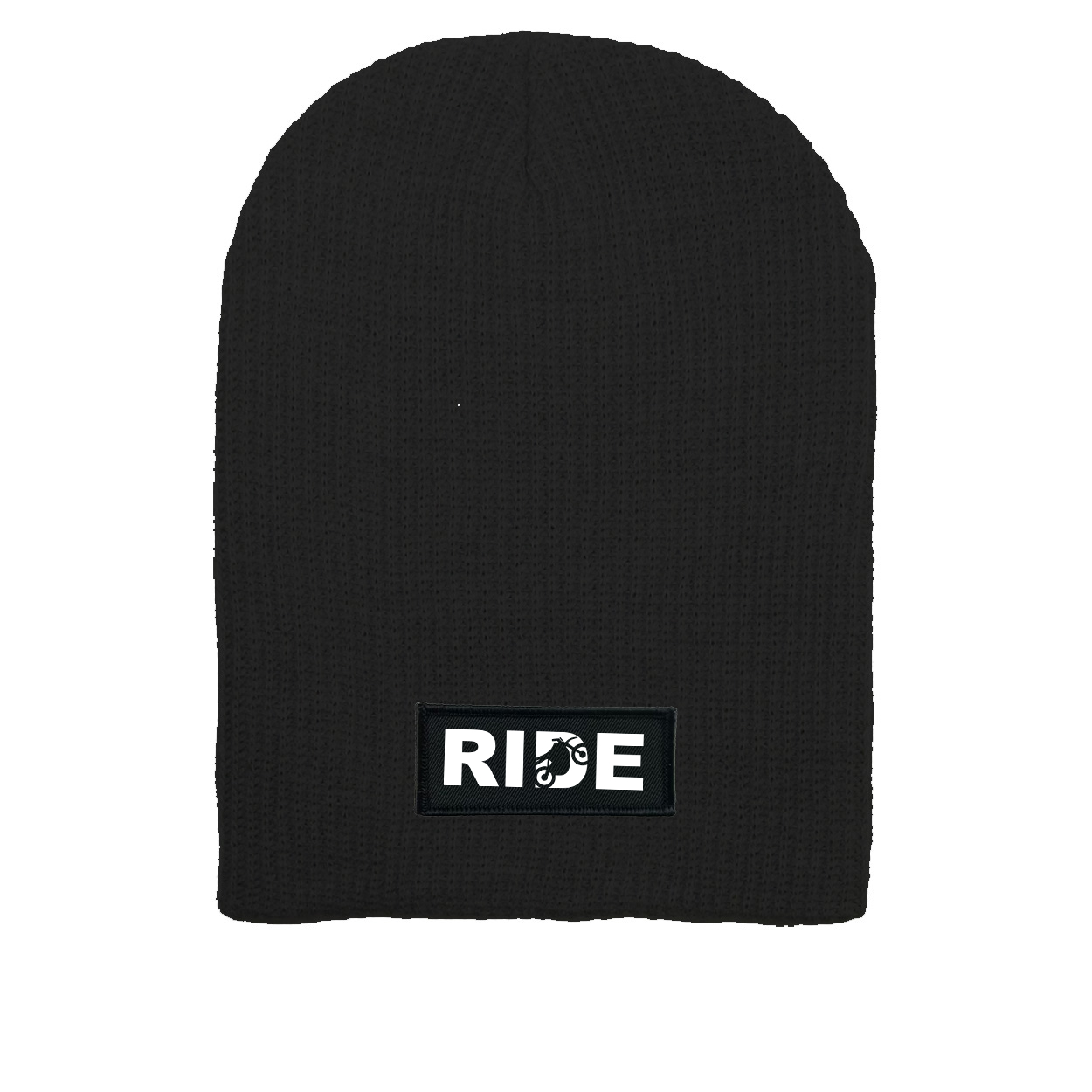 Ride Moto Logo Night Out Woven Patch Solid Slouchy Beanie Black